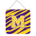 Letter M Monogram  Tiger Stripe  Purple Gold Wall Or Door Hanging Prints