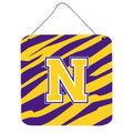 Letter N Monogram  Tiger Stripe  Purple Gold Wall Or Door Hanging Prints