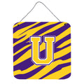 Letter U Monogram  Tiger Stripe  Purple Gold Wall Or Door Hanging Prints