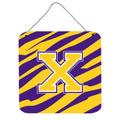 Letter X Monogram  Tiger Stripe  Purple Gold Wall Or Door Hanging Prints