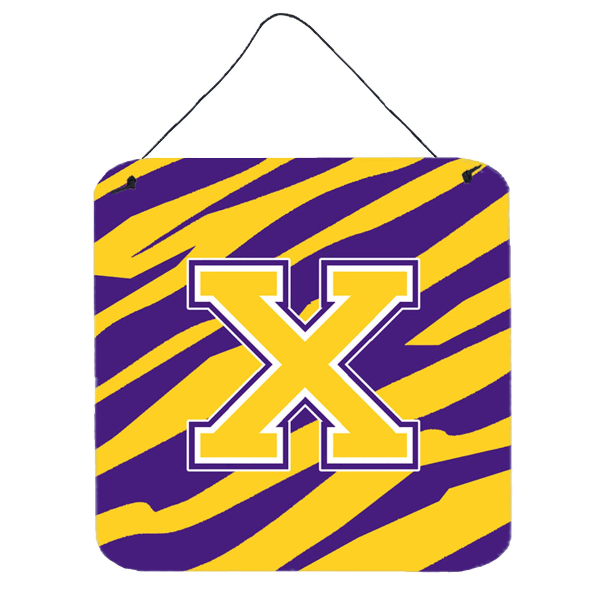 Letter X Monogram  Tiger Stripe  Purple Gold Wall Or Door Hanging Prints