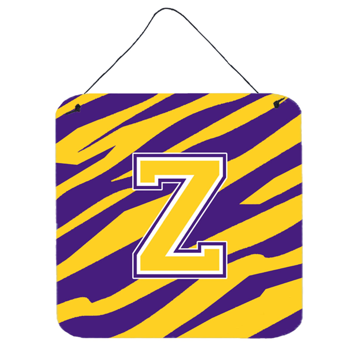 Letter Z Monogram  Tiger Stripe  Purple Gold Wall Or Door Hanging Prints