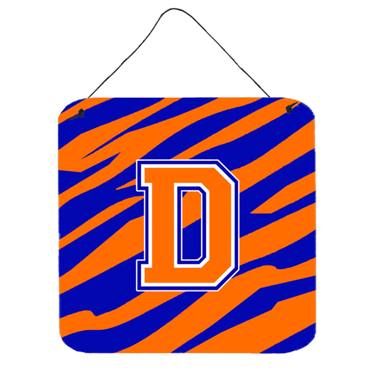 Letter D Initial Tiger Stripe  Blue Orange  Wall Or Door Hanging Prints