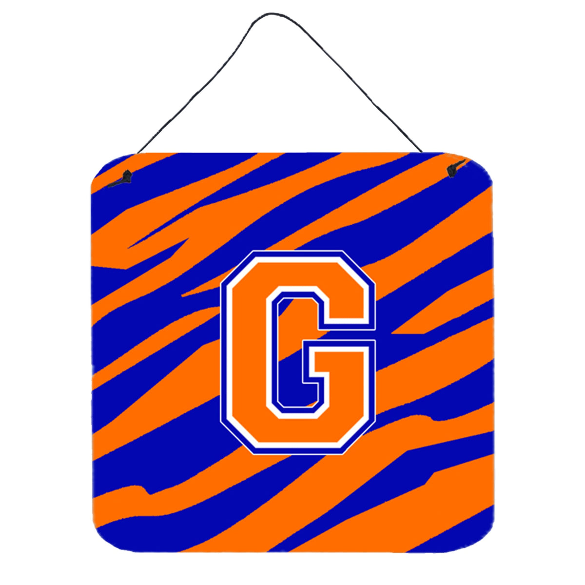 Letter G Initial Tiger Stripe  Blue Orange  Wall Or Door Hanging Prints