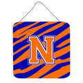 Letter N Initial Tiger Stripe  Blue Orange  Wall Or Door Hanging Prints