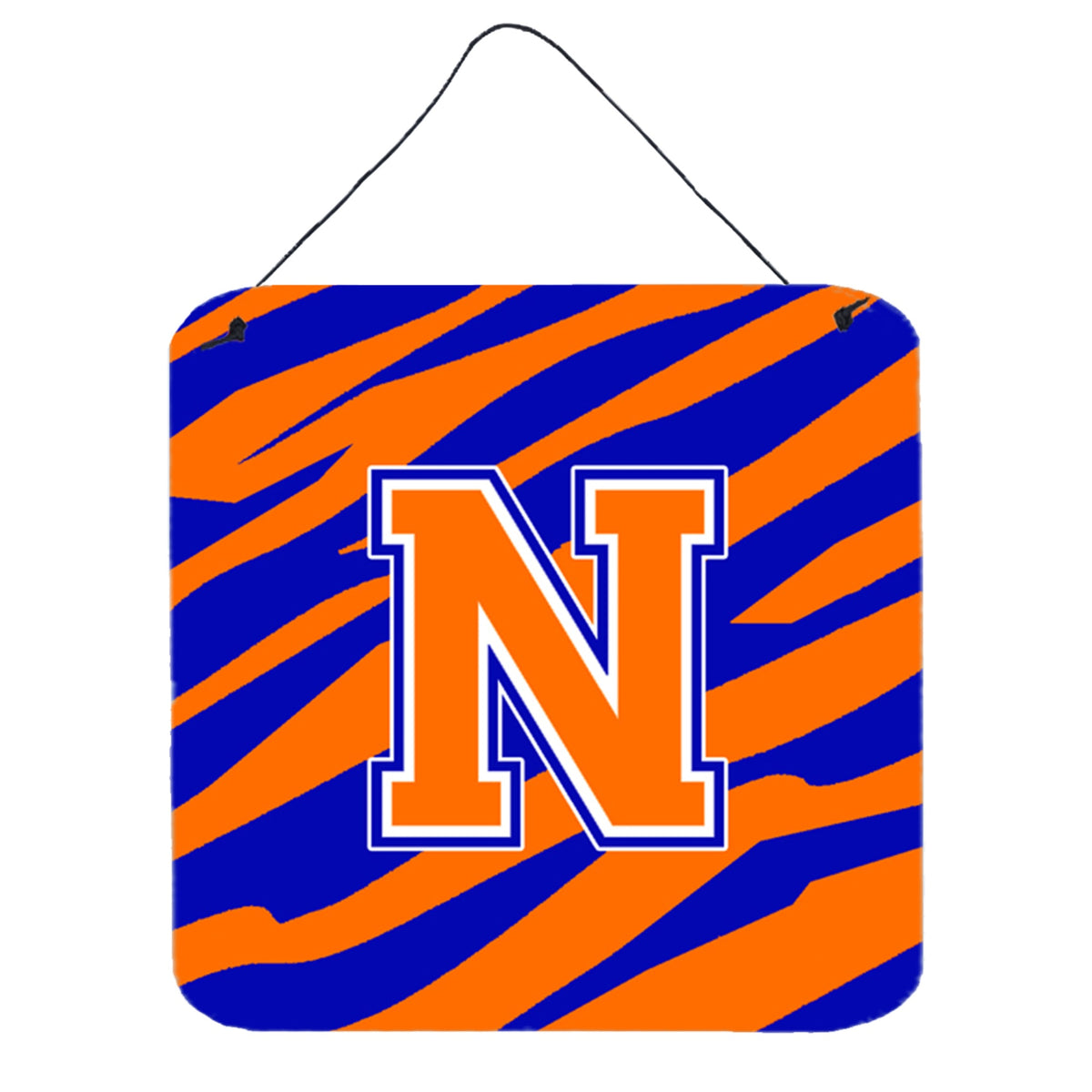 Letter N Initial Tiger Stripe  Blue Orange  Wall Or Door Hanging Prints