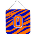 Letter O Initial Tiger Stripe  Blue Orange  Wall Or Door Hanging Prints