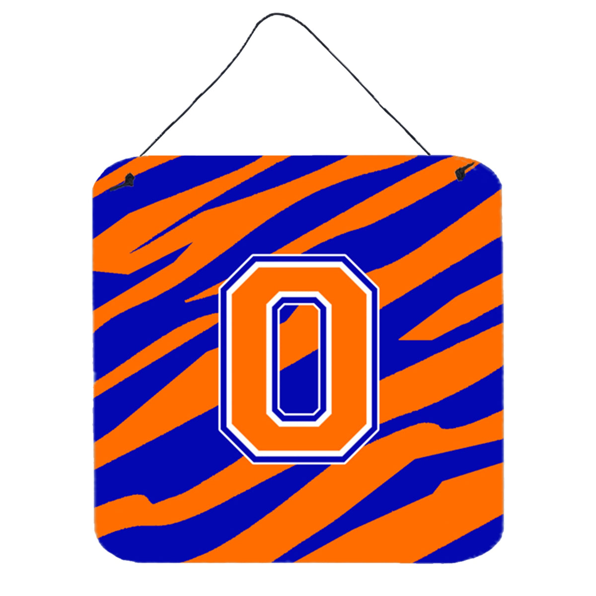 Letter O Initial Tiger Stripe  Blue Orange  Wall Or Door Hanging Prints