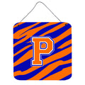 Letter P Initial Tiger Stripe  Blue Orange  Wall Or Door Hanging Prints