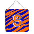 Letter S Initial Tiger Stripe  Blue Orange  Wall Or Door Hanging Prints