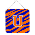 Letter U Initial Tiger Stripe  Blue Orange  Wall Or Door Hanging Prints