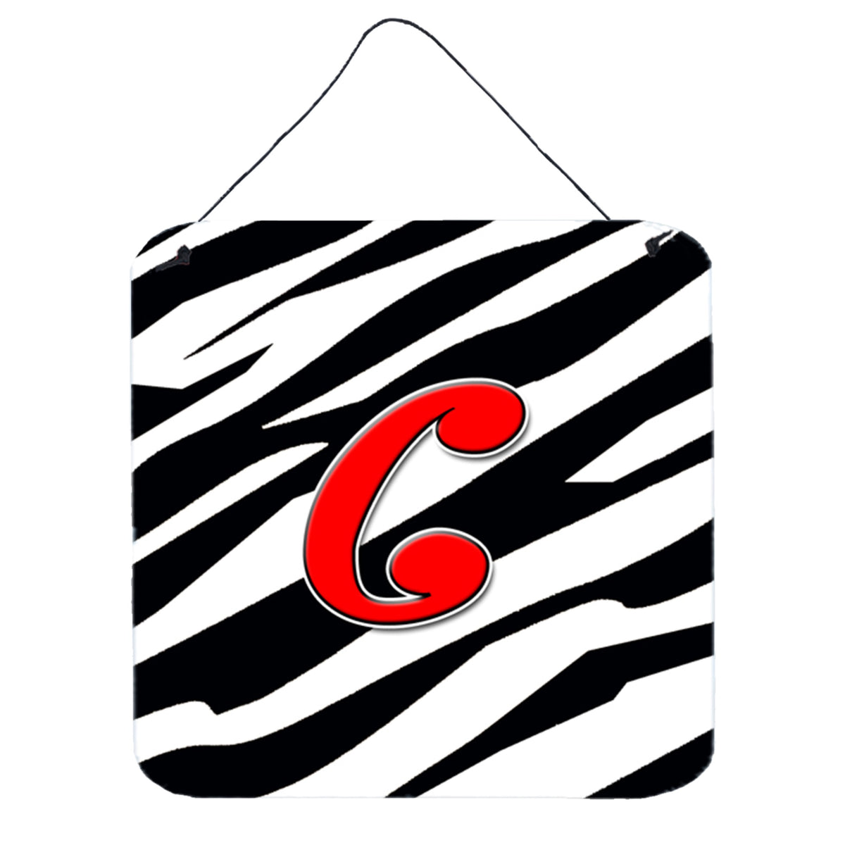 Letter C Initial Monogram  Zebra Red Wall Or Door Hanging Prints
