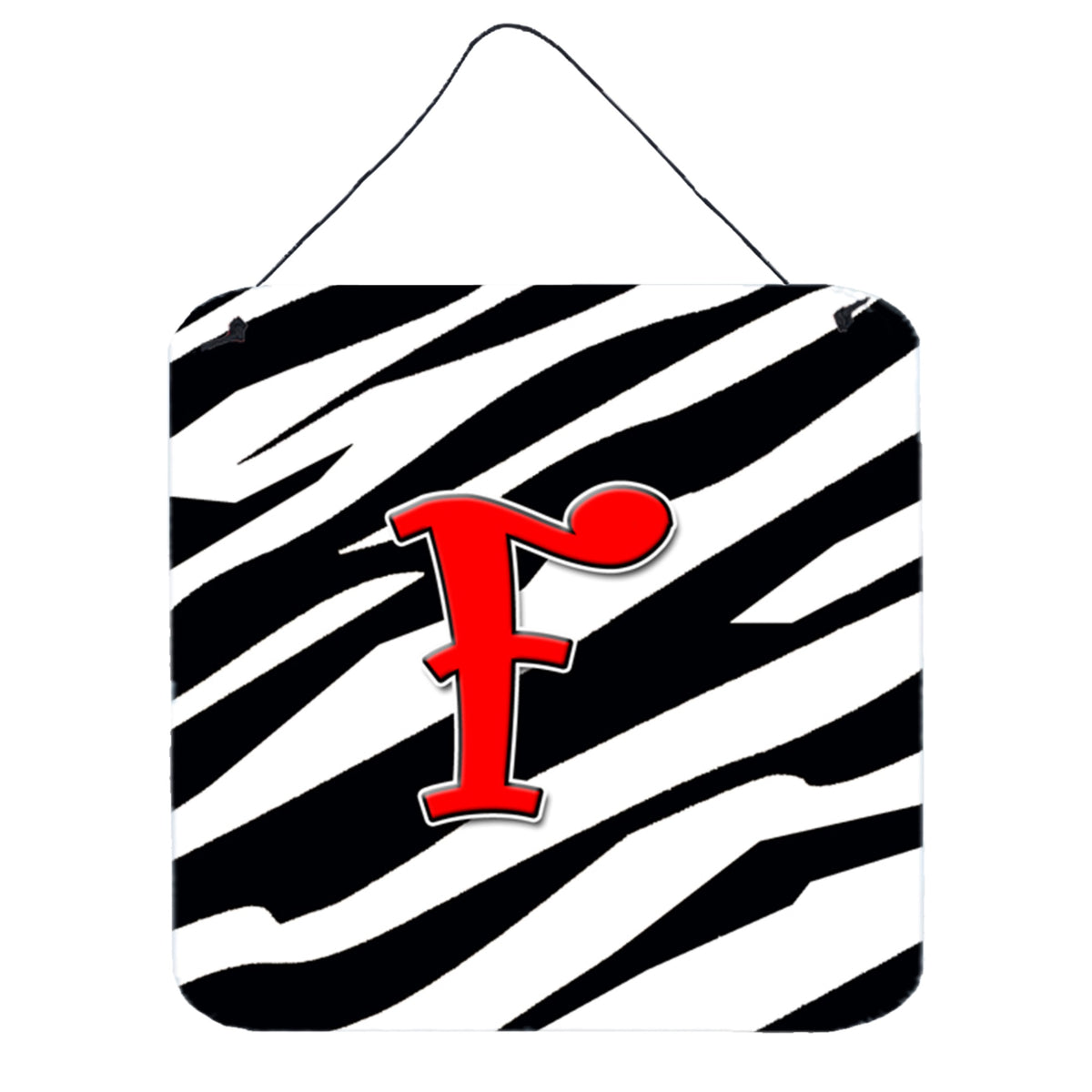 Letter F Initial Monogram  Zebra Red Wall Or Door Hanging Prints