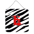 Letter K Initial Monogram  Zebra Red Wall Or Door Hanging Prints