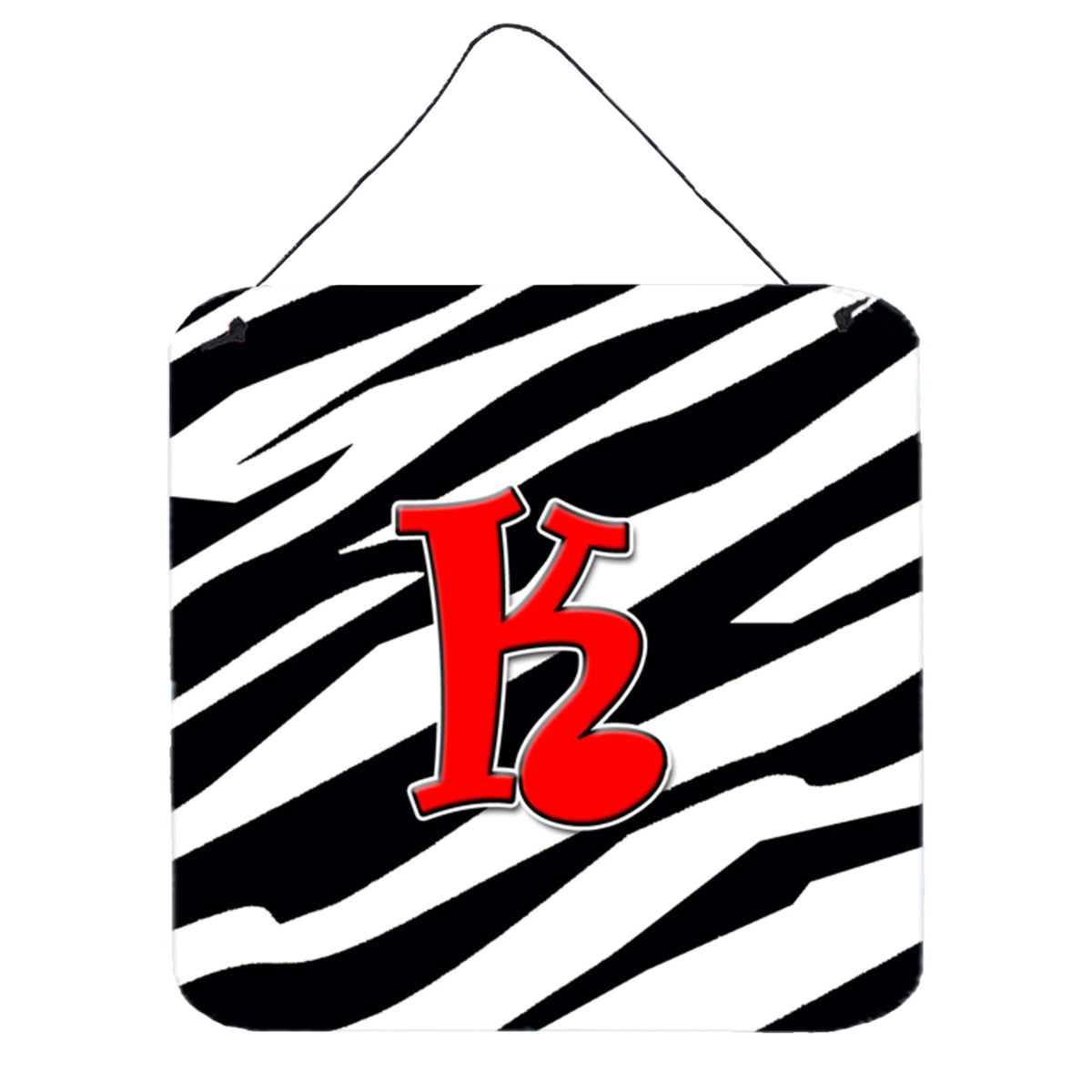 Letter K Initial Monogram  Zebra Red Wall Or Door Hanging Prints