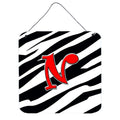 Letter N Initial Monogram  Zebra Red Wall Or Door Hanging Prints