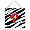 Letter P Initial Monogram  Zebra Red Wall Or Door Hanging Prints