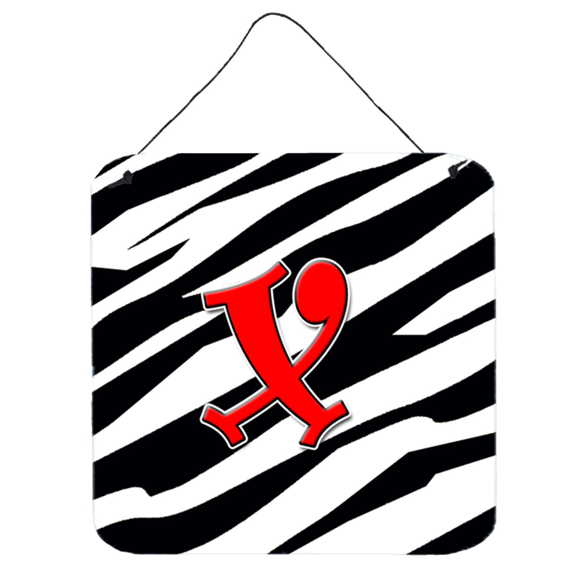 Letter X Initial Monogram  Zebra Red Wall Or Door Hanging Prints