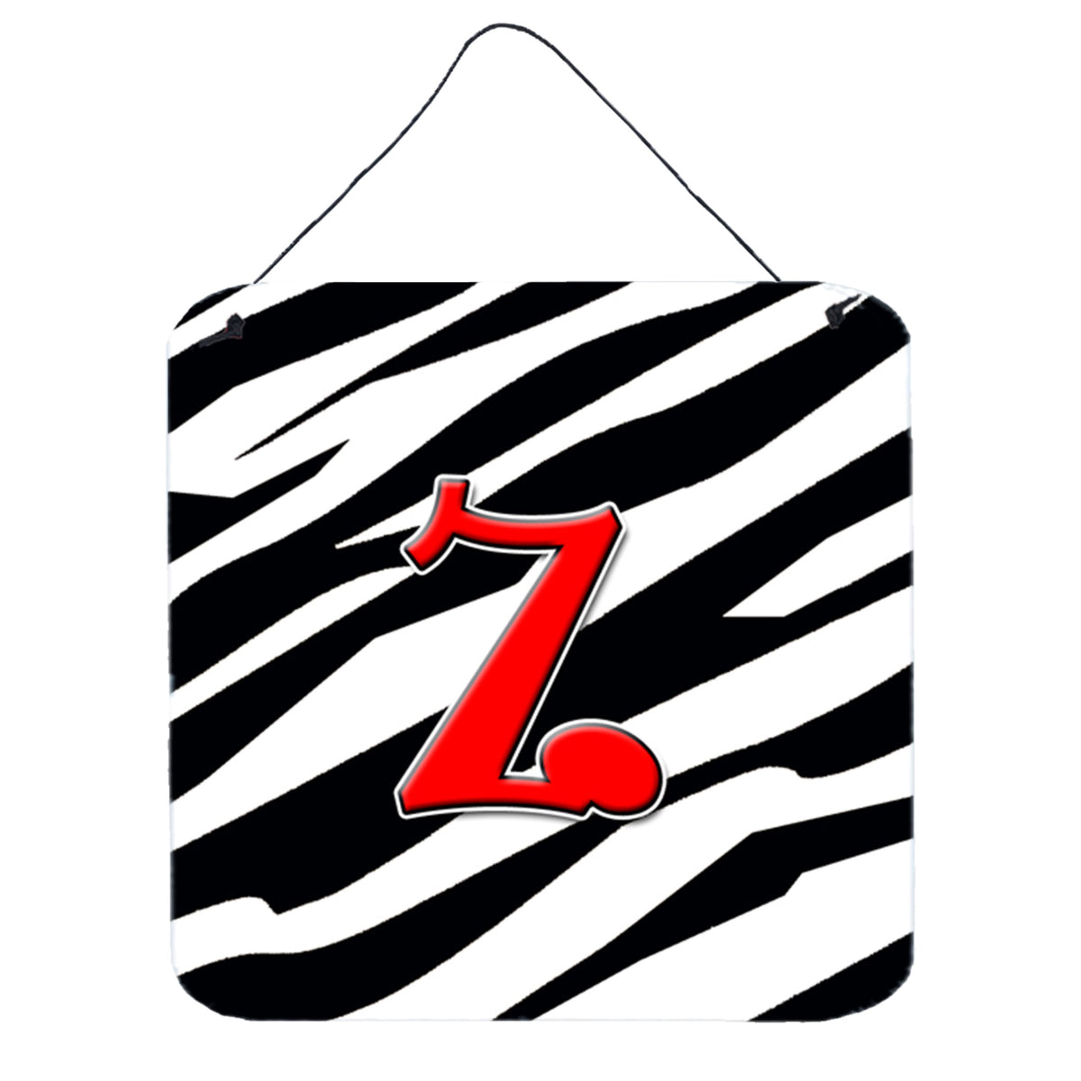 Letter Z Initial Monogram  Zebra Red Wall Or Door Hanging Prints