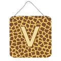 Letter V Initial Monogram  Giraffe Wall Or Door Hanging Prints