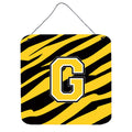 Letter G Initial Tiger Stripe  Black Gold  Wall Or Door Hanging Prints
