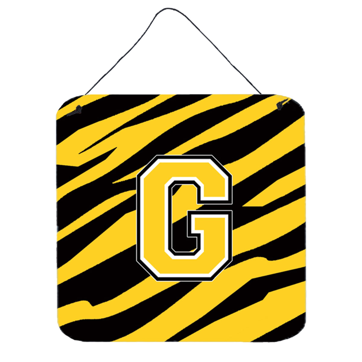 Letter G Initial Tiger Stripe  Black Gold  Wall Or Door Hanging Prints
