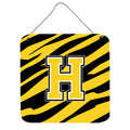 Letter H Initial Tiger Stripe  Black Gold  Wall Or Door Hanging Prints