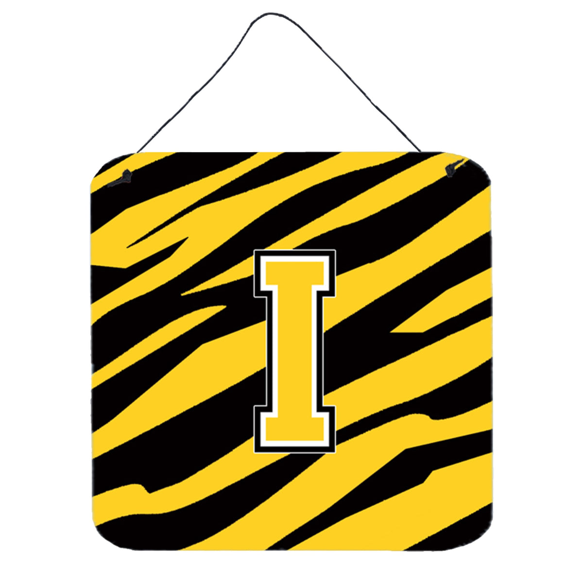 Letter I Initial Tiger Stripe  Black Gold  Wall Or Door Hanging Prints