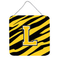 Letter L Initial Tiger Stripe  Black Gold  Wall Or Door Hanging Prints
