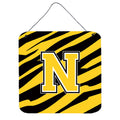 Letter N Initial Tiger Stripe  Black Gold  Wall Or Door Hanging Prints