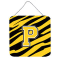 Letter P Initial Tiger Stripe  Black Gold  Wall Or Door Hanging Prints