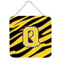 Letter Q Initial Tiger Stripe  Black Gold  Wall Or Door Hanging Prints