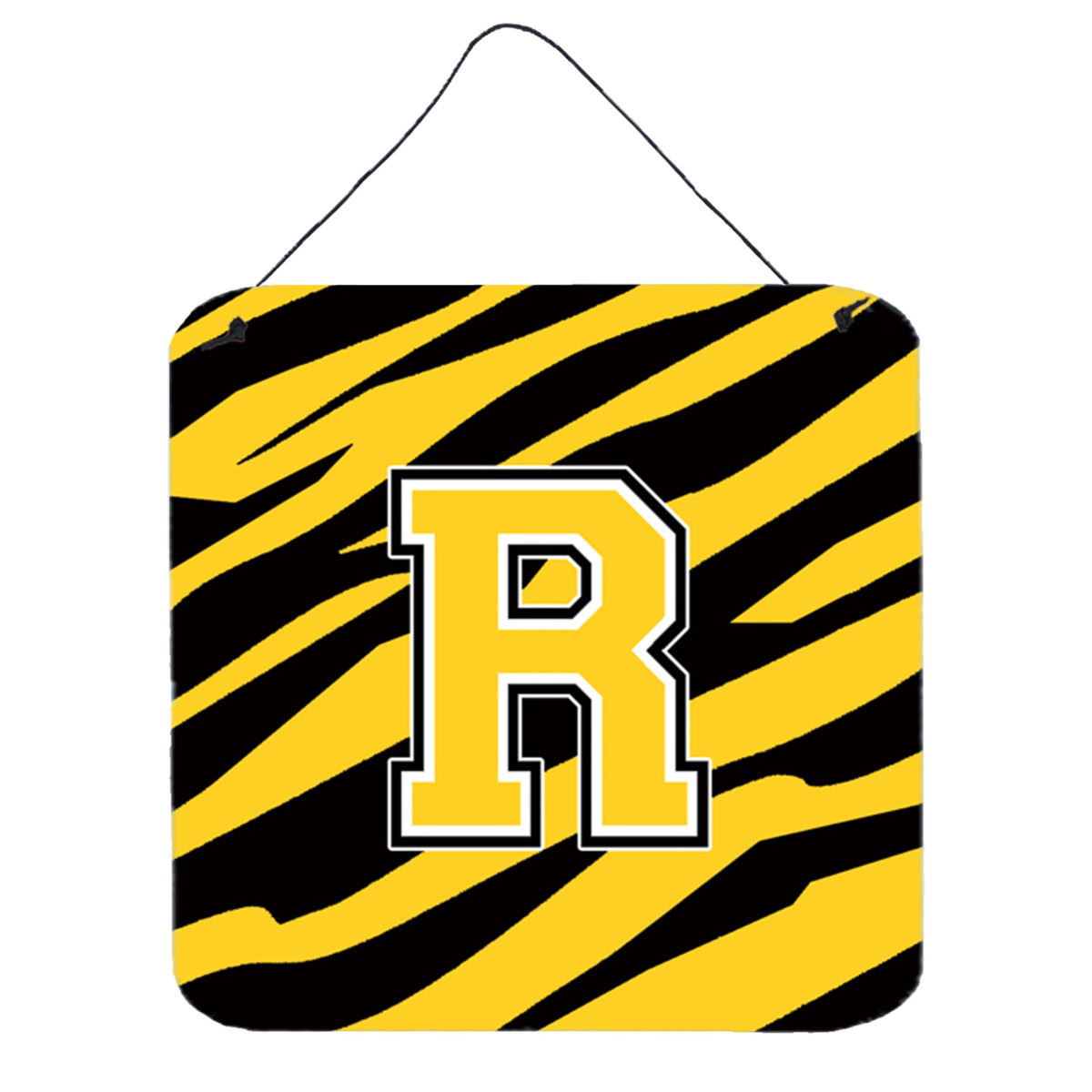 Letter R Initial Tiger Stripe  Black Gold  Wall Or Door Hanging Prints