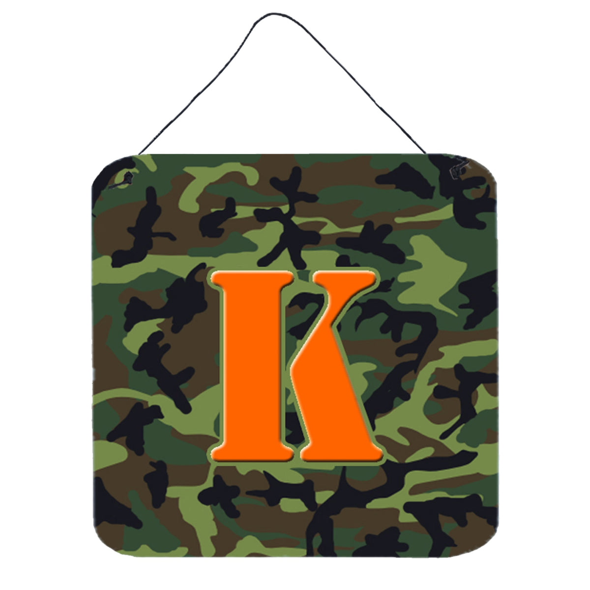 Letter K Monogram  Camo Green Wall Or Door Hanging Prints