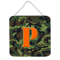 Letter P Monogram  Camo Green Wall Or Door Hanging Prints