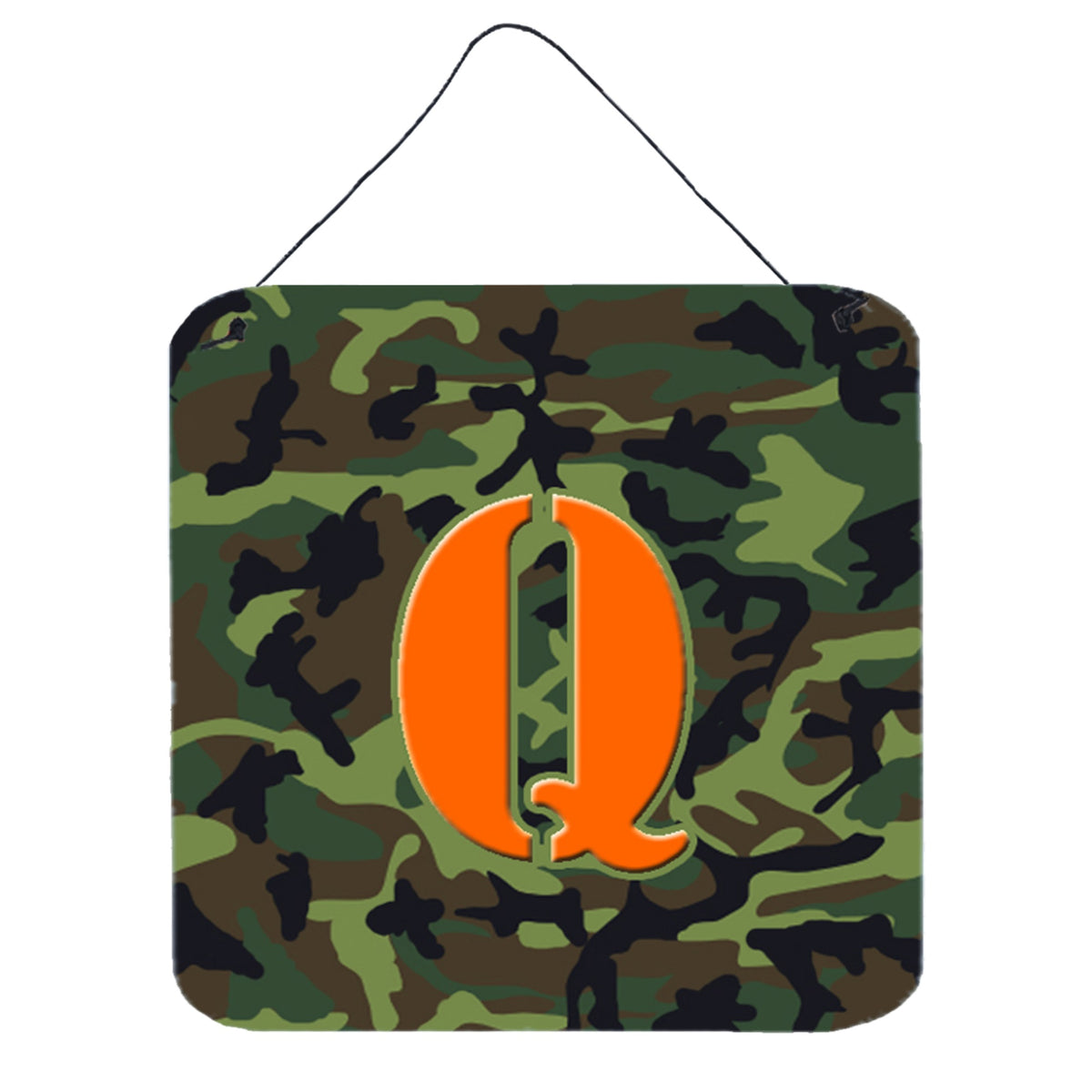 Letter Q Monogram  Camo Green Wall Or Door Hanging Prints