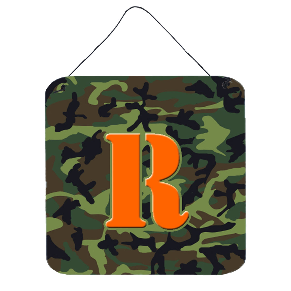 Letter R Monogram  Camo Green Wall Or Door Hanging Prints