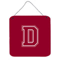Letter D Initial Monogram  Maroon And White Wall Or Door Hanging Prints