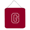 Letter G Initial Monogram  Maroon And White Wall Or Door Hanging Prints