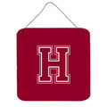 Letter H Initial Monogram  Maroon And White Wall Or Door Hanging Prints
