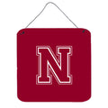 Letter N Initial Monogram  Maroon And White Wall Or Door Hanging Prints