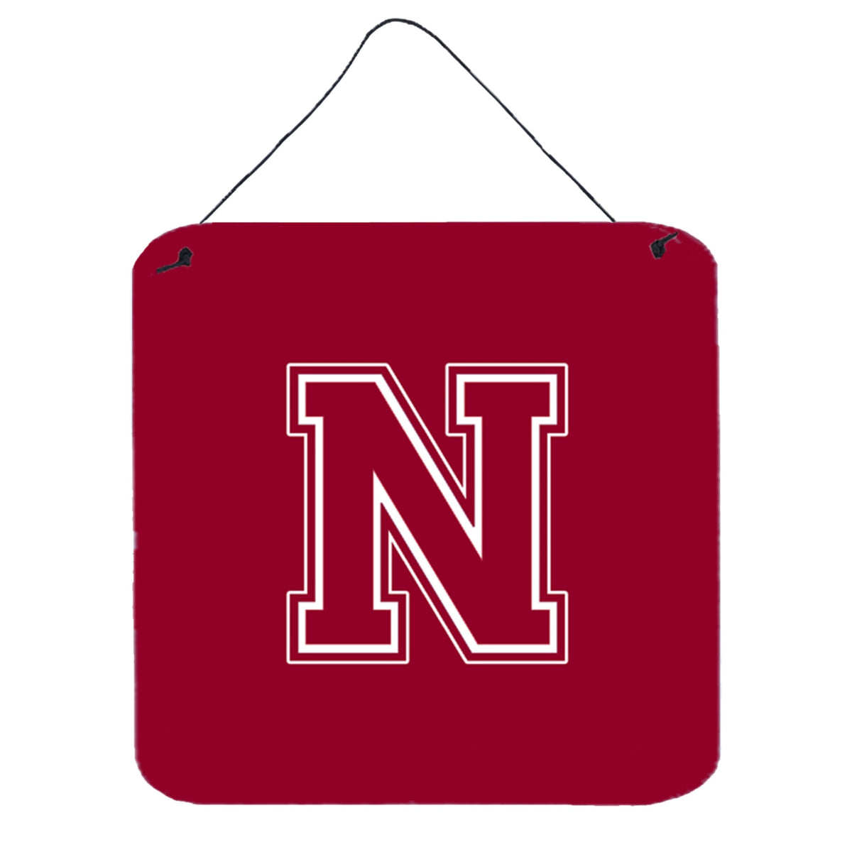 Letter N Initial Monogram  Maroon And White Wall Or Door Hanging Prints