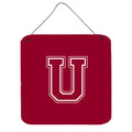 Letter U Initial Monogram  Maroon And White Wall Or Door Hanging Prints