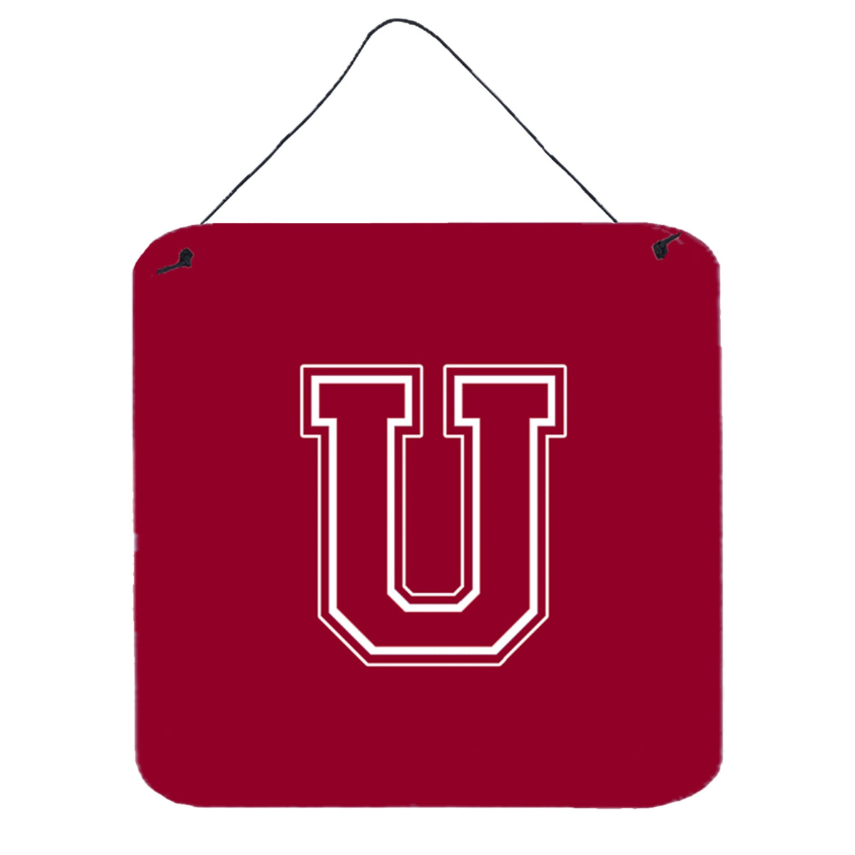 Letter U Initial Monogram  Maroon And White Wall Or Door Hanging Prints