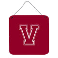 Letter V Initial Monogram  Maroon And White Wall Or Door Hanging Prints