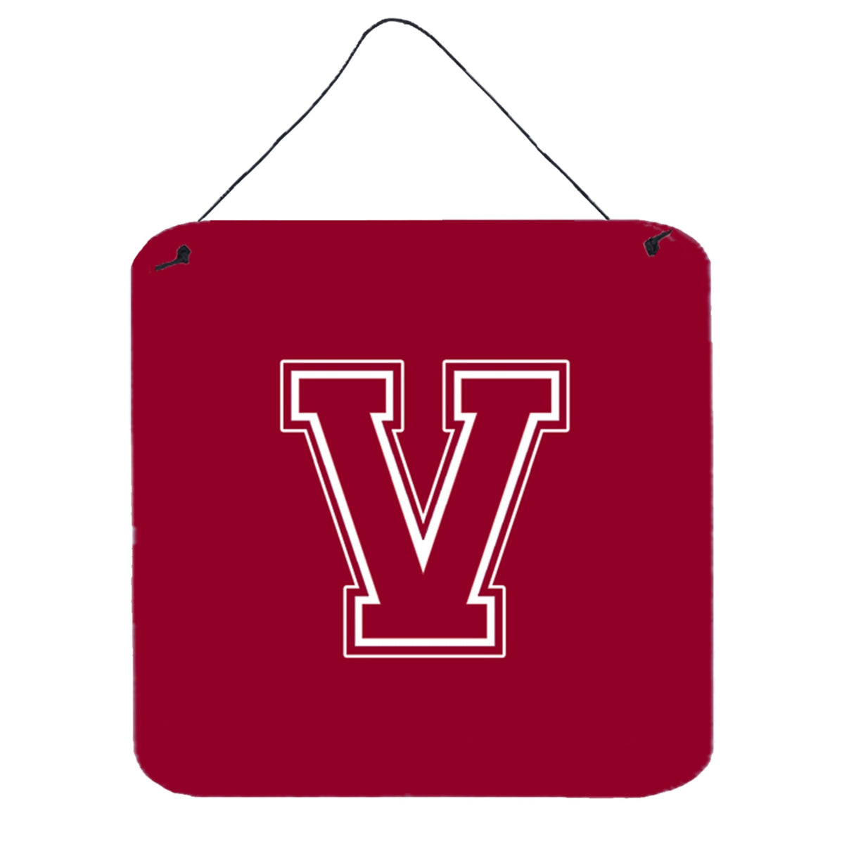Letter V Initial Monogram  Maroon And White Wall Or Door Hanging Prints