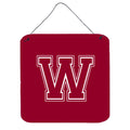 Letter W Initial Monogram  Maroon And White Wall Or Door Hanging Prints