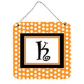 Letter K Initial Monogram  Orange Polkadots Wall Or Door Hanging Prints