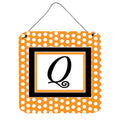 Letter Q Initial Monogram  Orange Polkadots Wall Or Door Hanging Prints