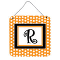 Letter R Initial Monogram  Orange Polkadots Wall Or Door Hanging Prints